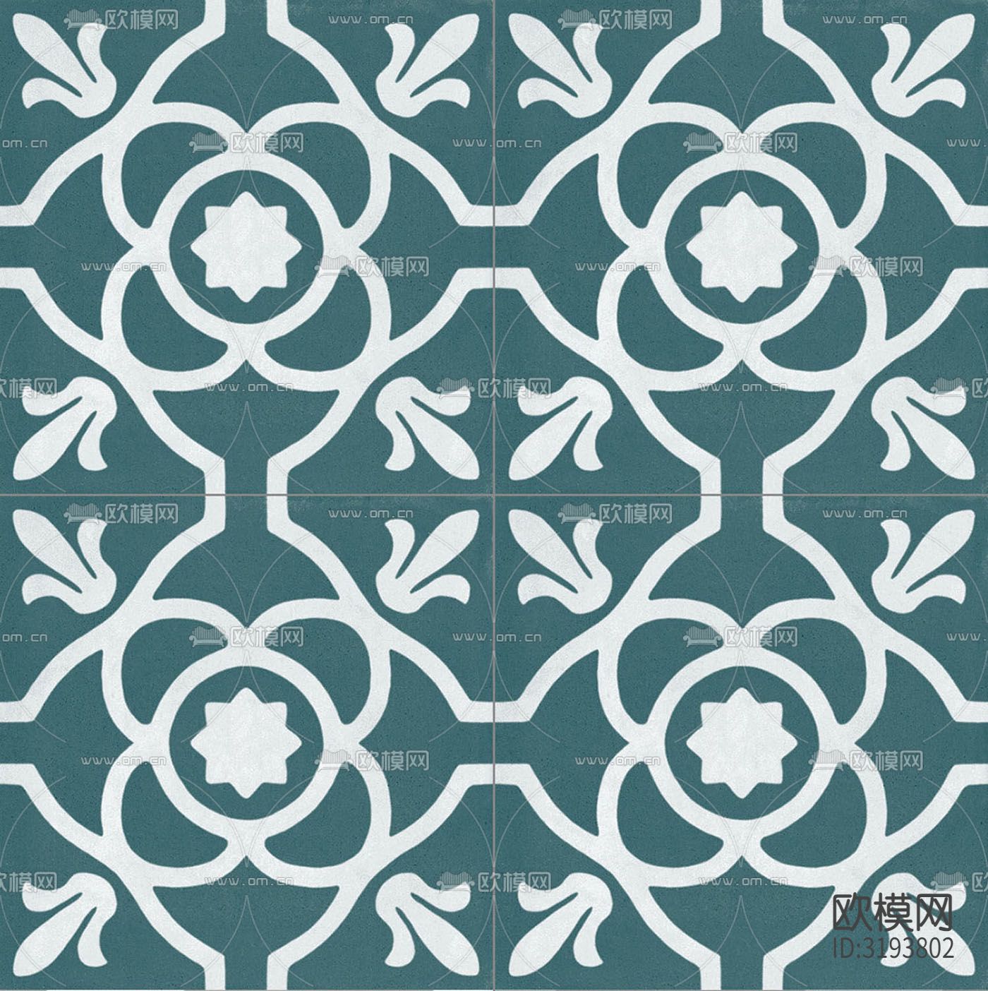 绿色现代简约花砖贴图下载