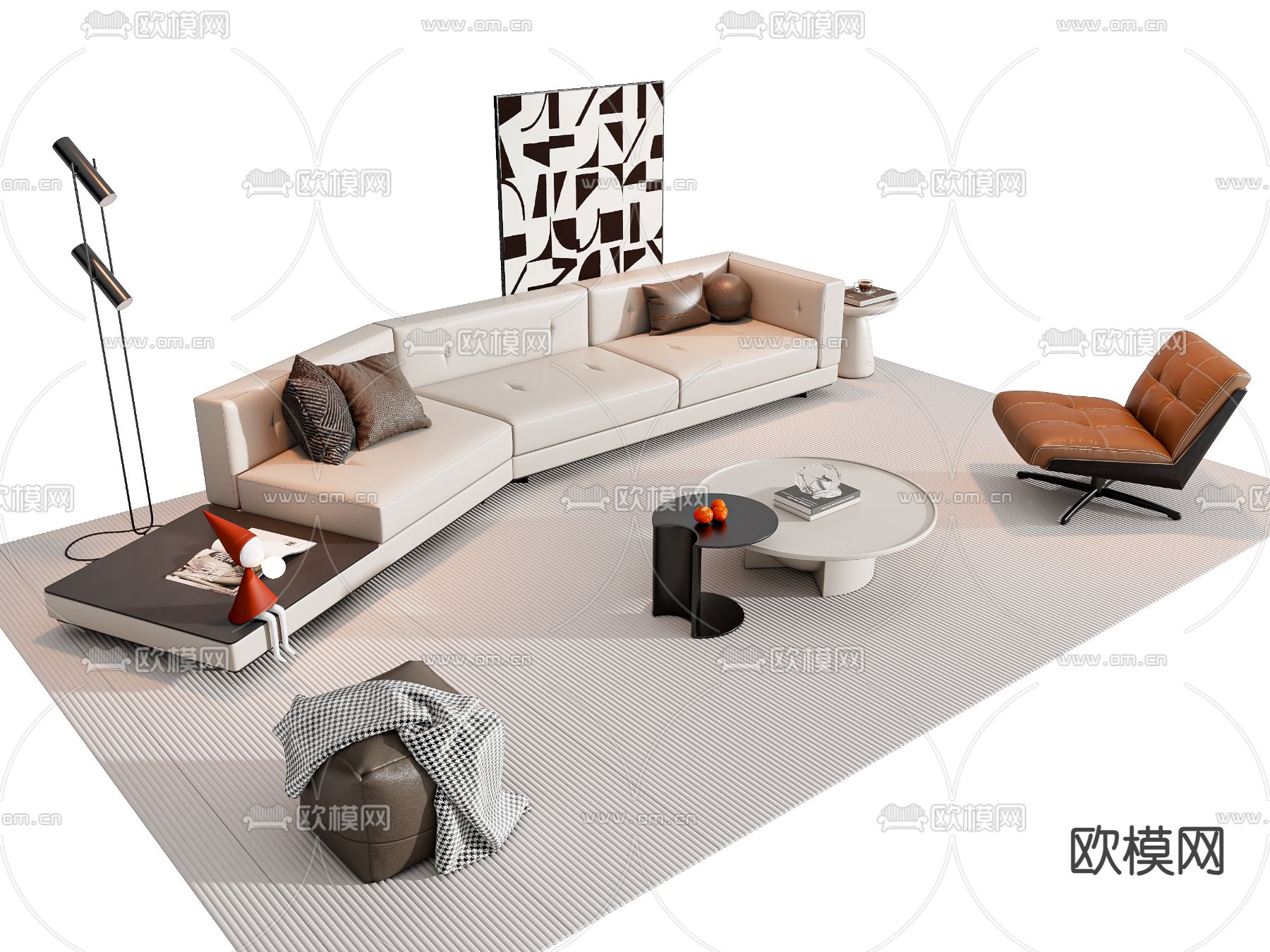 现代组合沙发3d模型下载