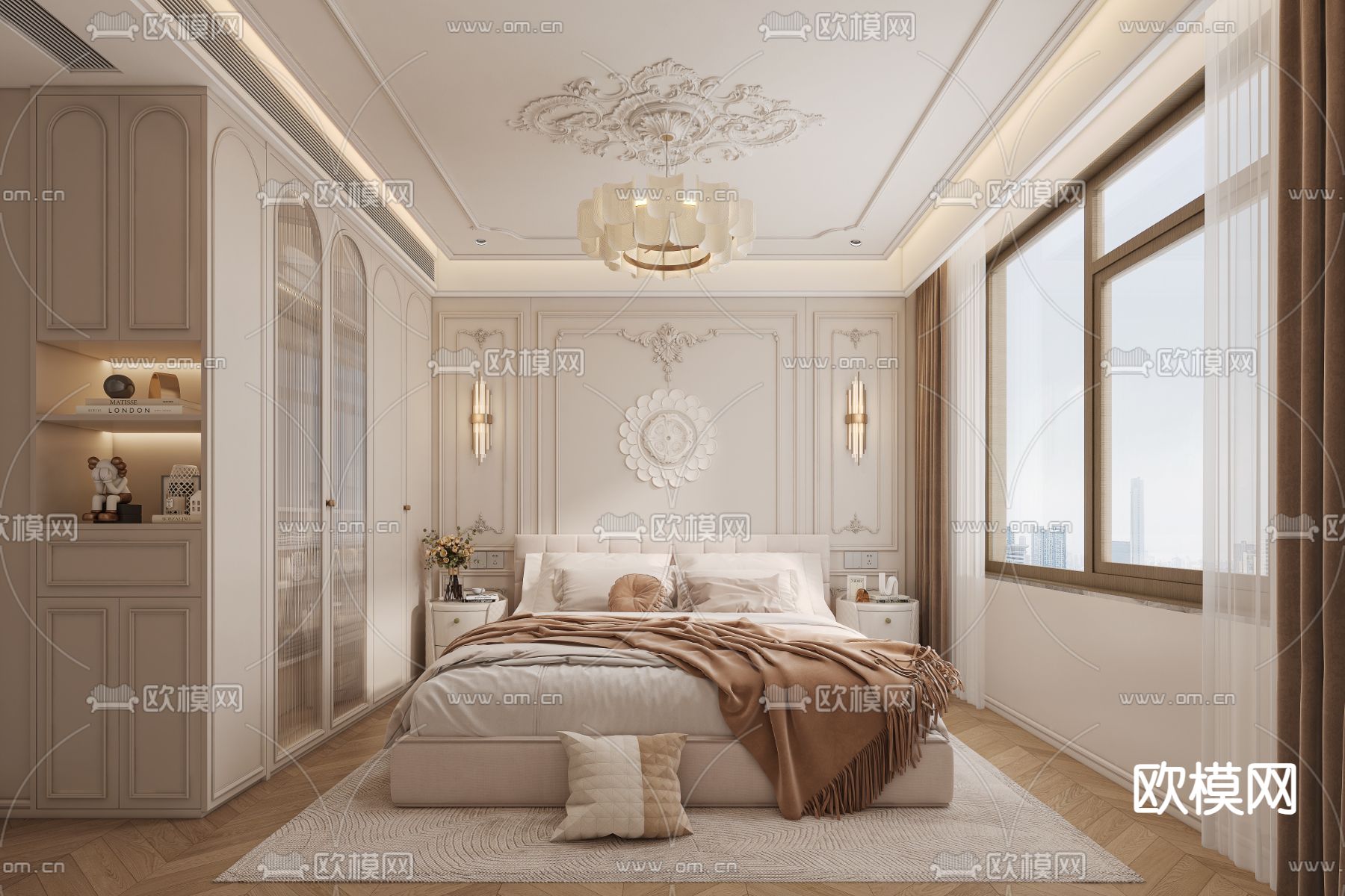 简欧卧室 主卧 主人房3d模型下载