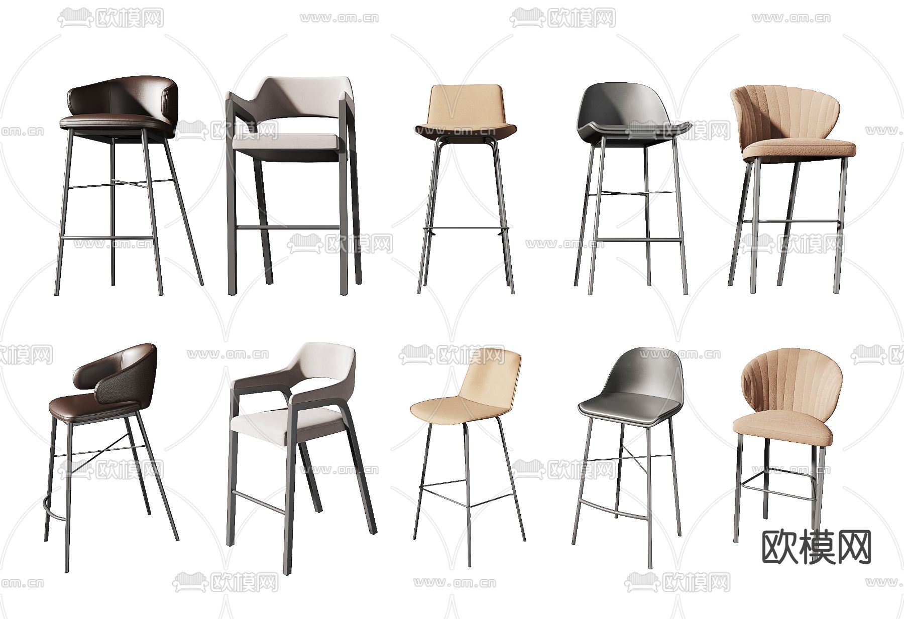 现代吧椅3d模型下载