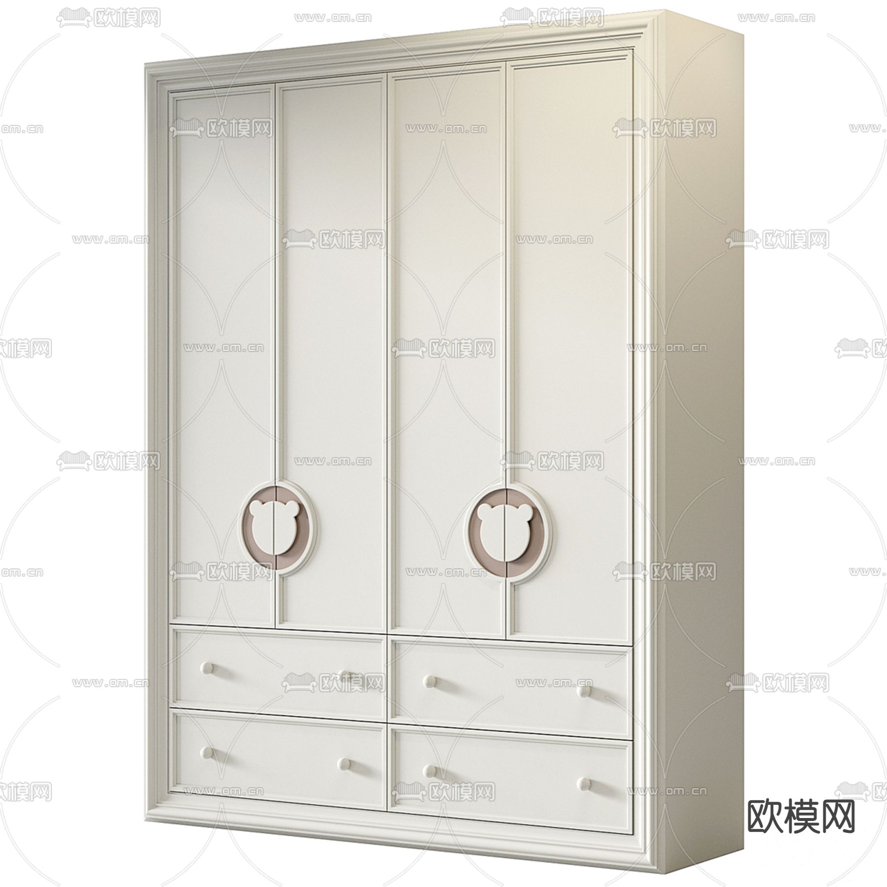 现代衣柜 儿童实木衣柜3d模型下载（渲染图1）