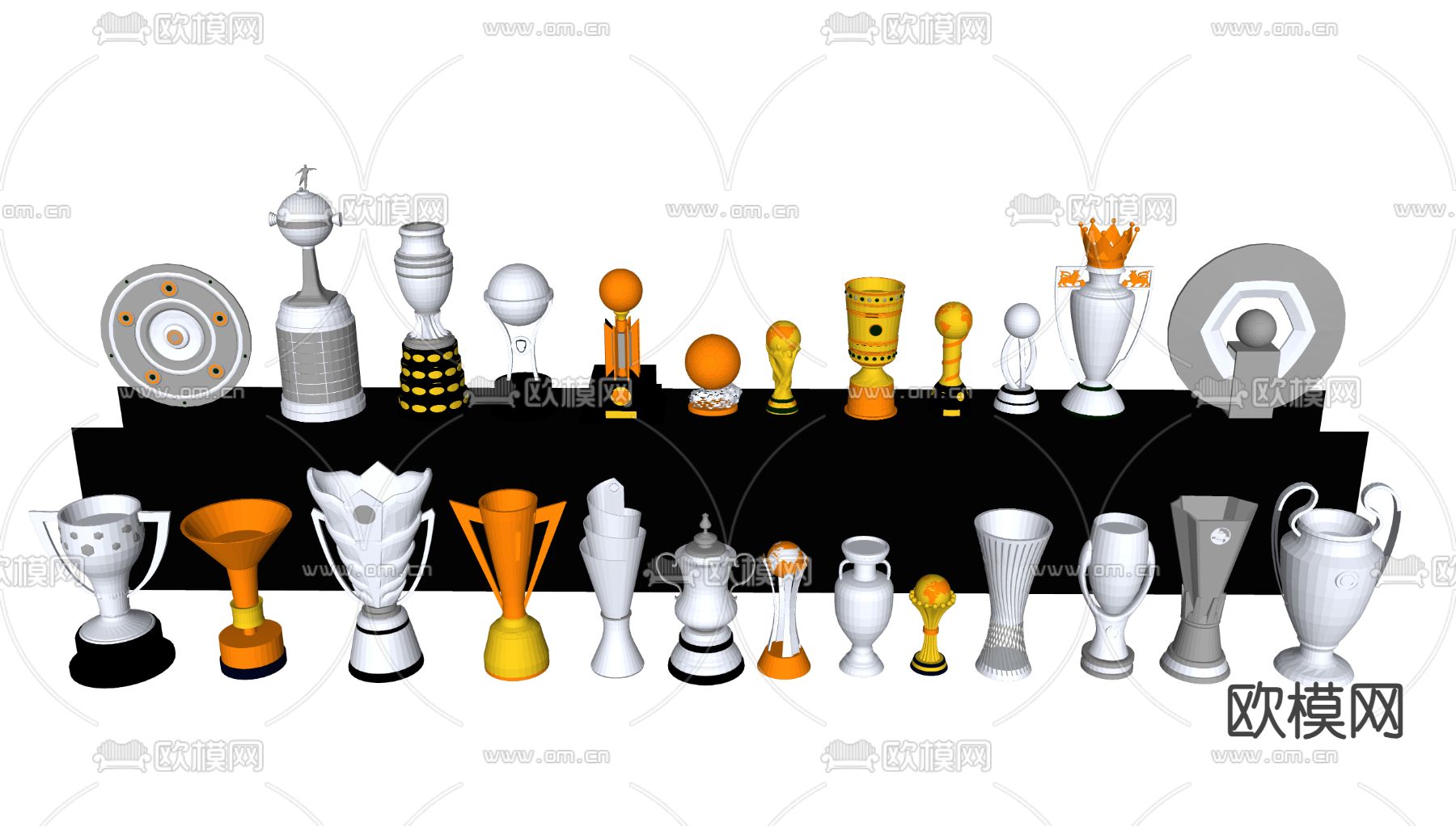 现代奖牌 奖杯su模型下载（渲染图1）