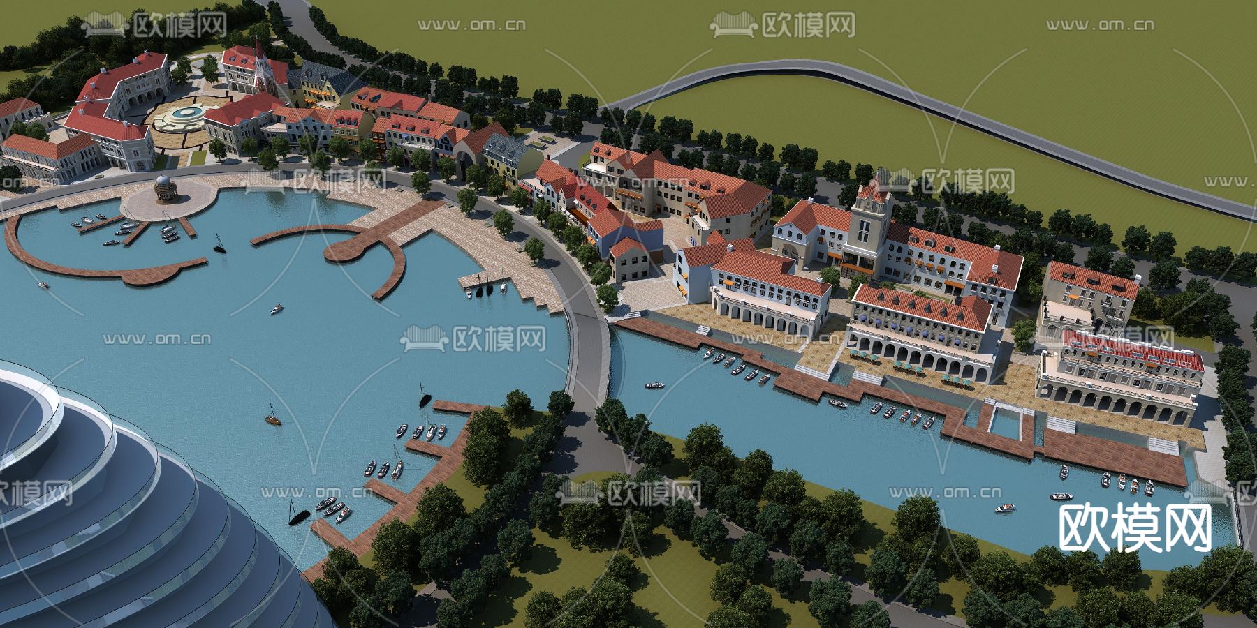 欧式鸟瞰商业3d模型下载