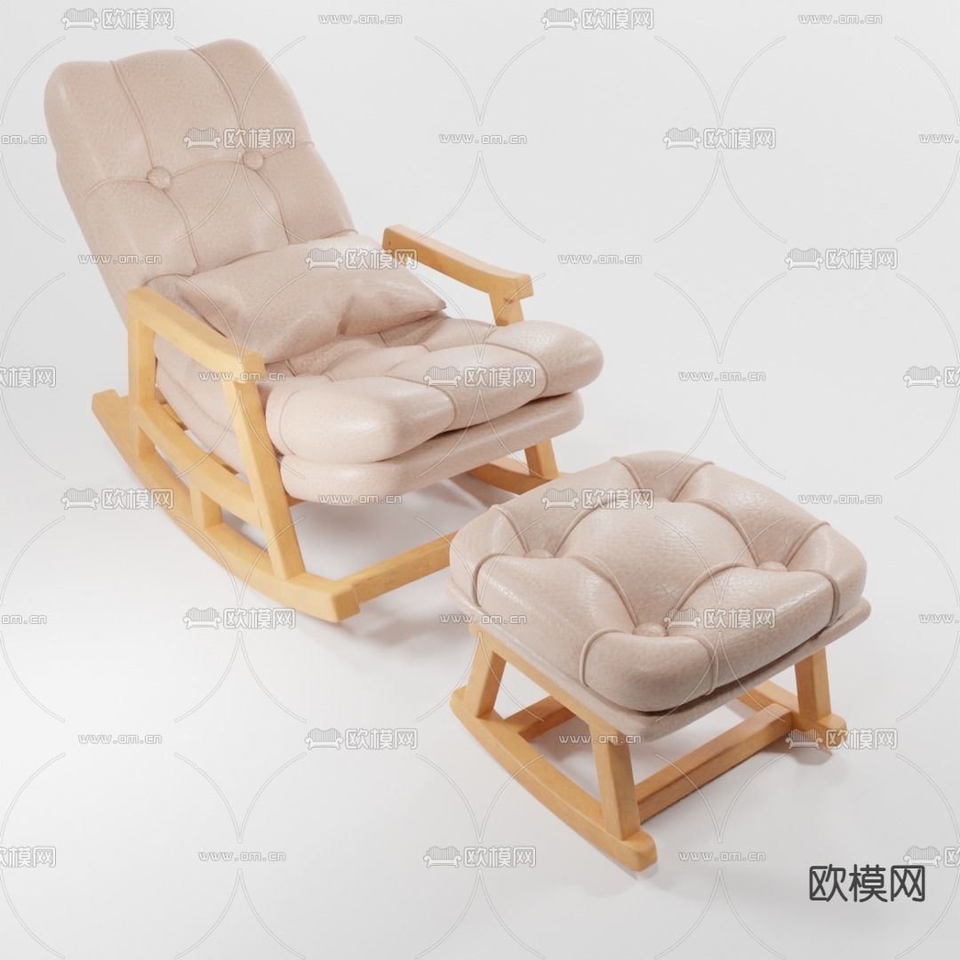 休闲沙发 躺椅 皮革躺椅3d模型下载（渲染图1）