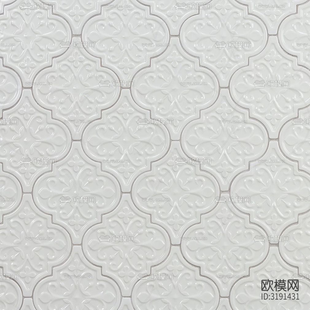 白色艺术灯笼马赛克厨卫 马赛克贴图下载（渲染图1）