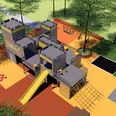  现代儿童乐园 海洋主题游乐园su模型 