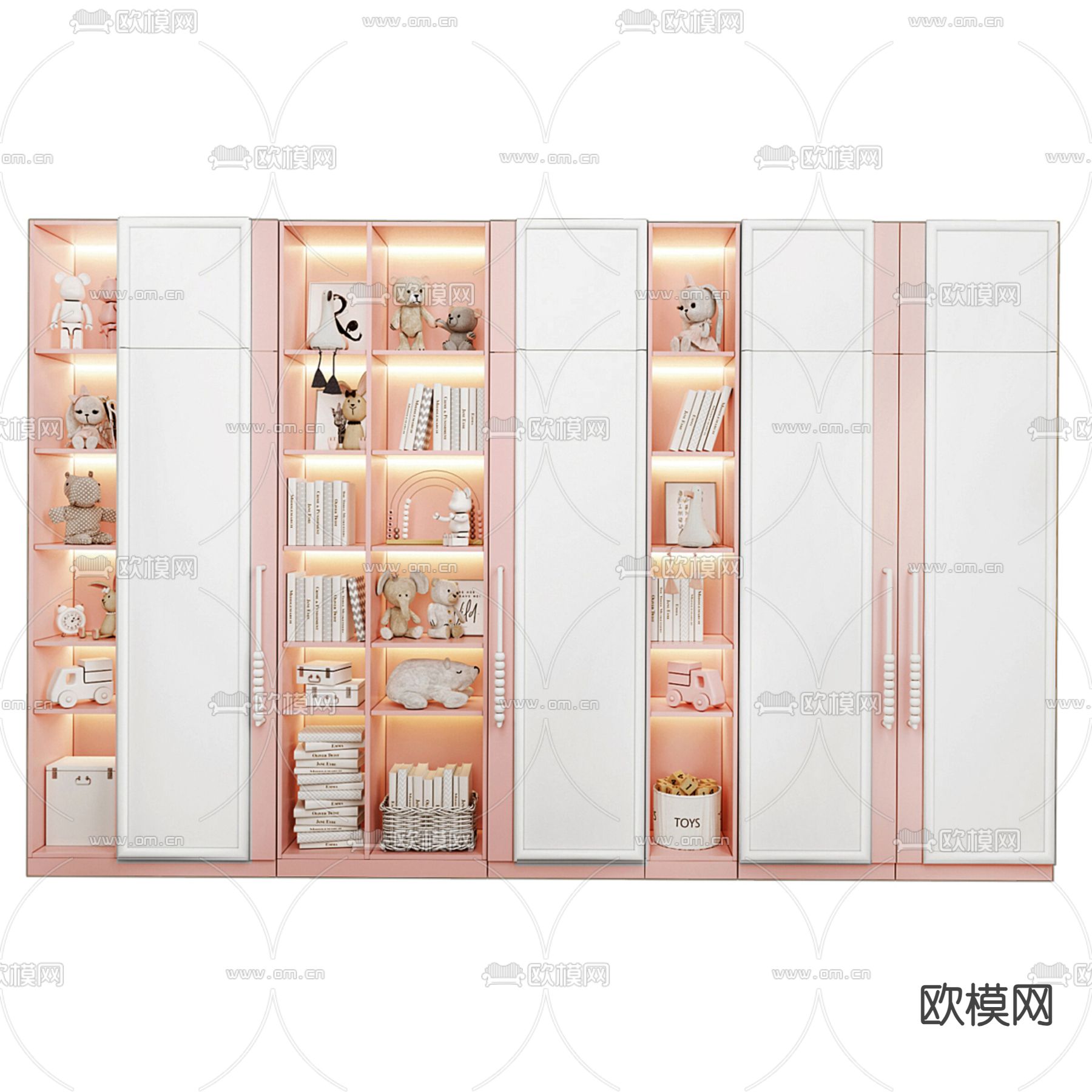 现代儿童柜 收纳柜 书柜3d模型下载