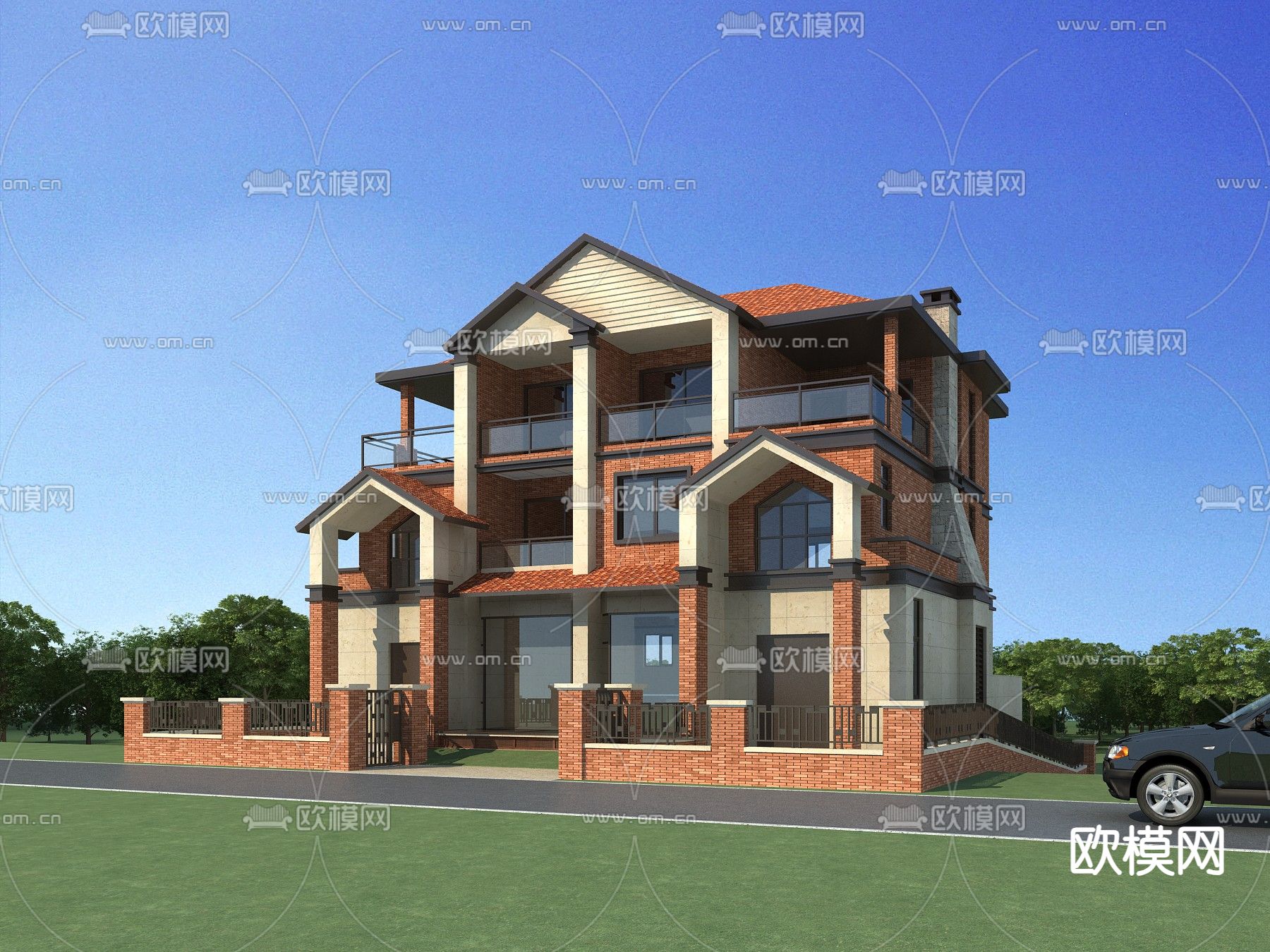 别墅外观3d模型下载
