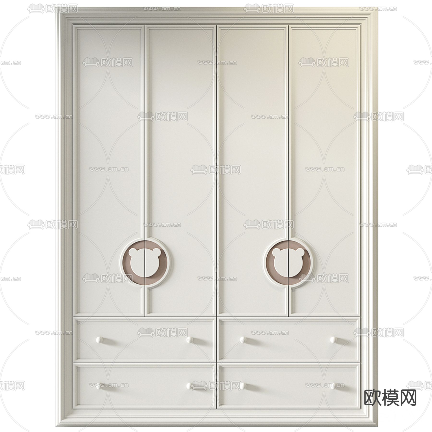 现代衣柜 儿童实木衣柜3d模型下载（渲染图2）