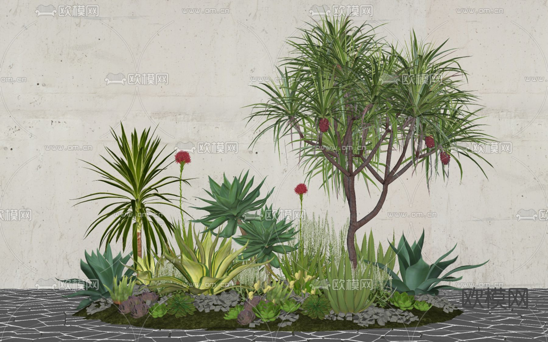 灌木绿植 植物堆su模型下载（渲染图1）