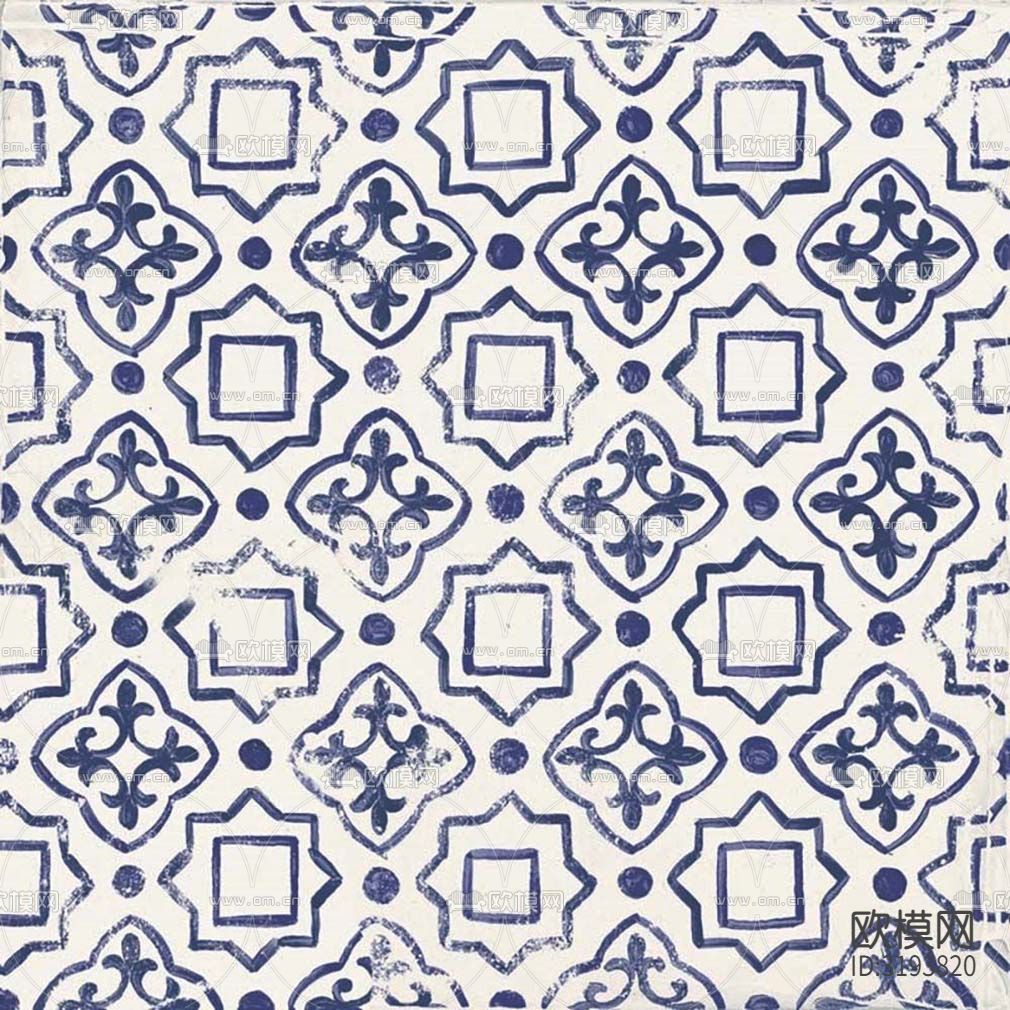 白色现代简约花砖贴图下载