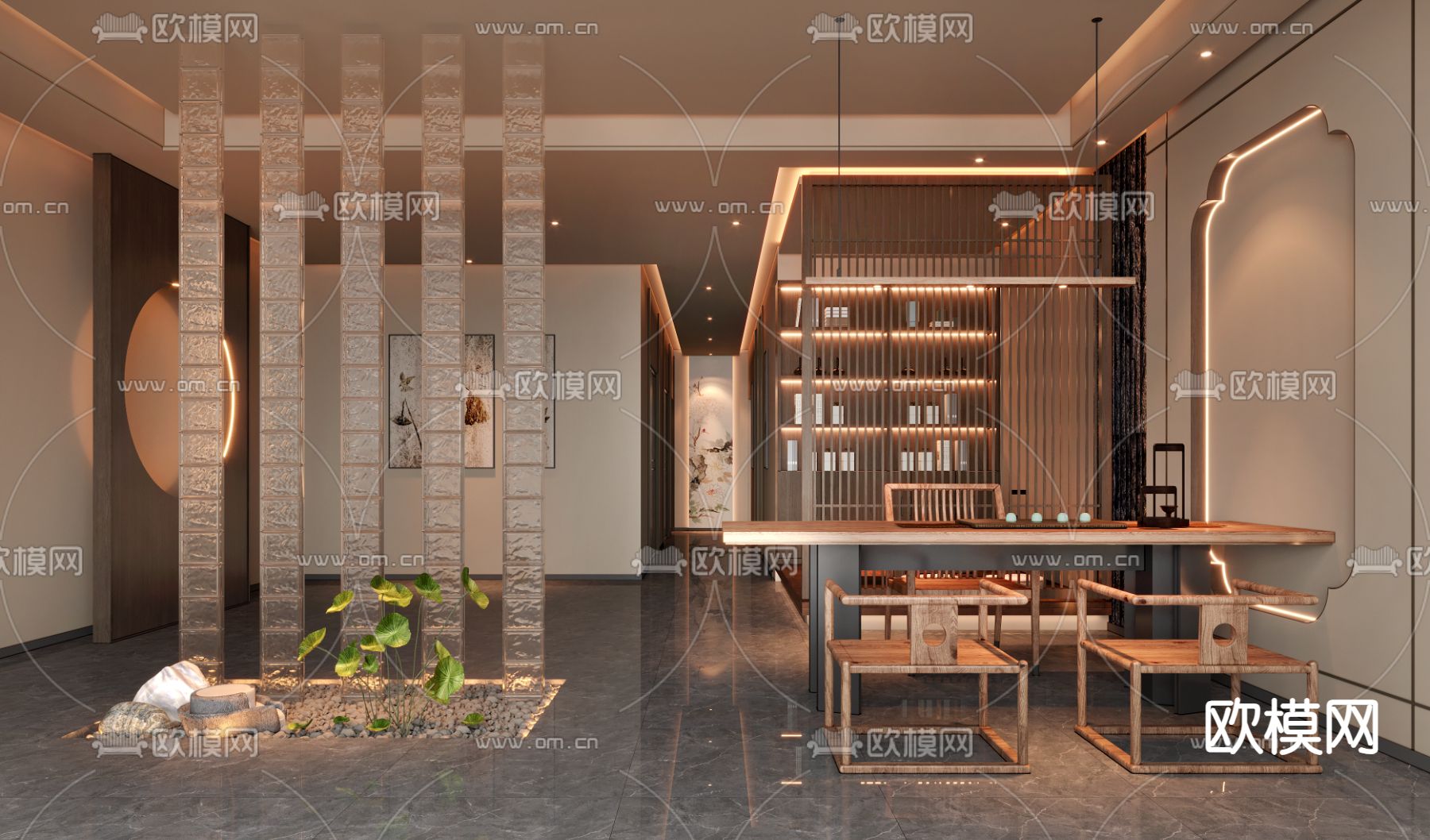 新中式茶馆 品茶区3d模型下载