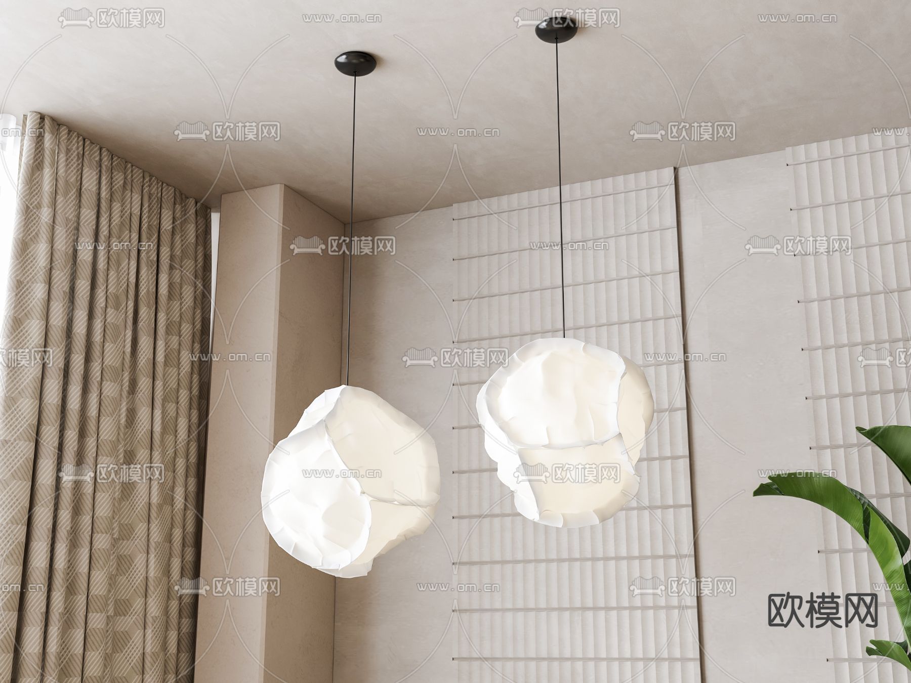 侘寂风吊灯su模型下载（渲染图2）