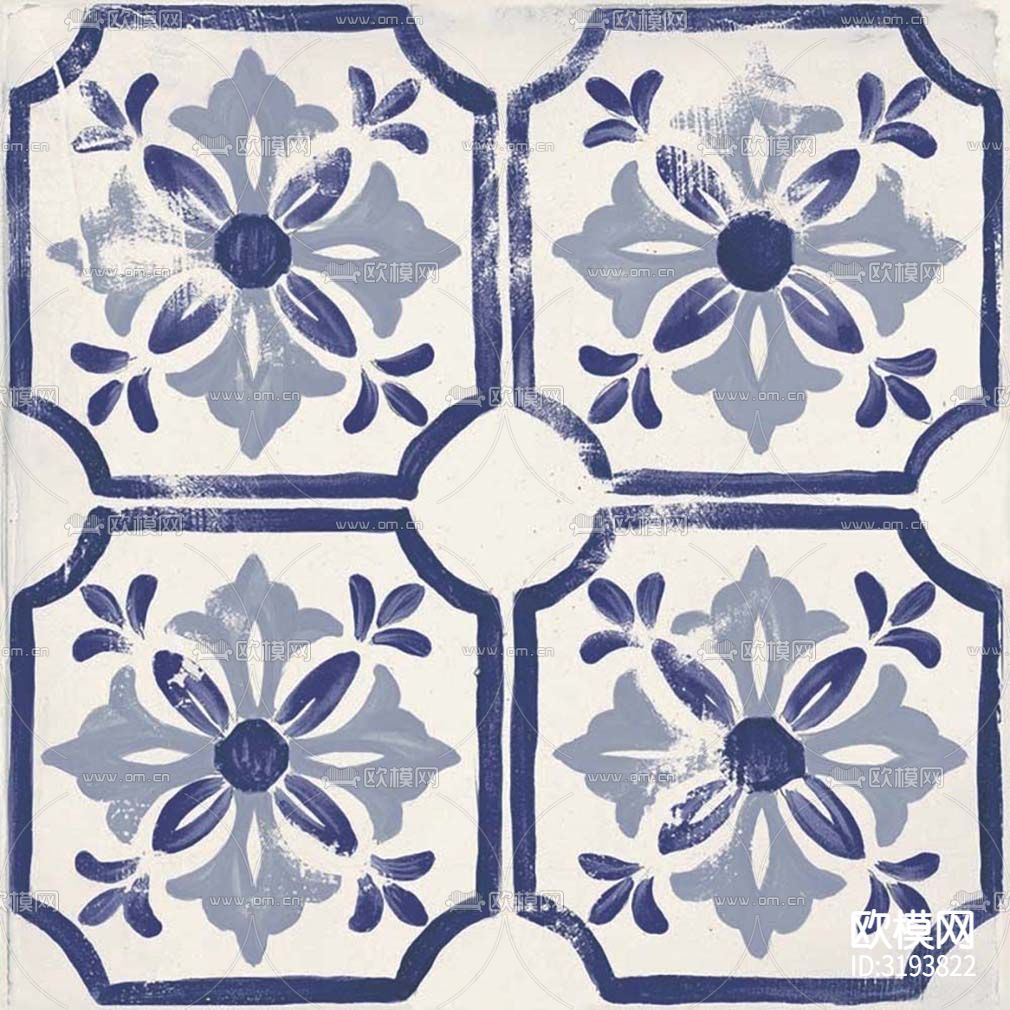 白色现代简约花砖贴图下载