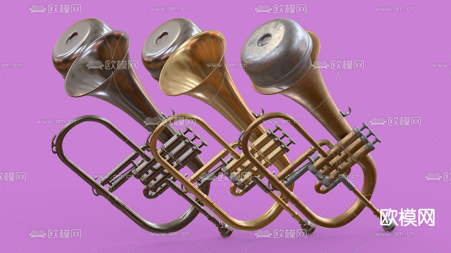 西洋乐器 短笛 萨克斯su模型下载（渲染图2）