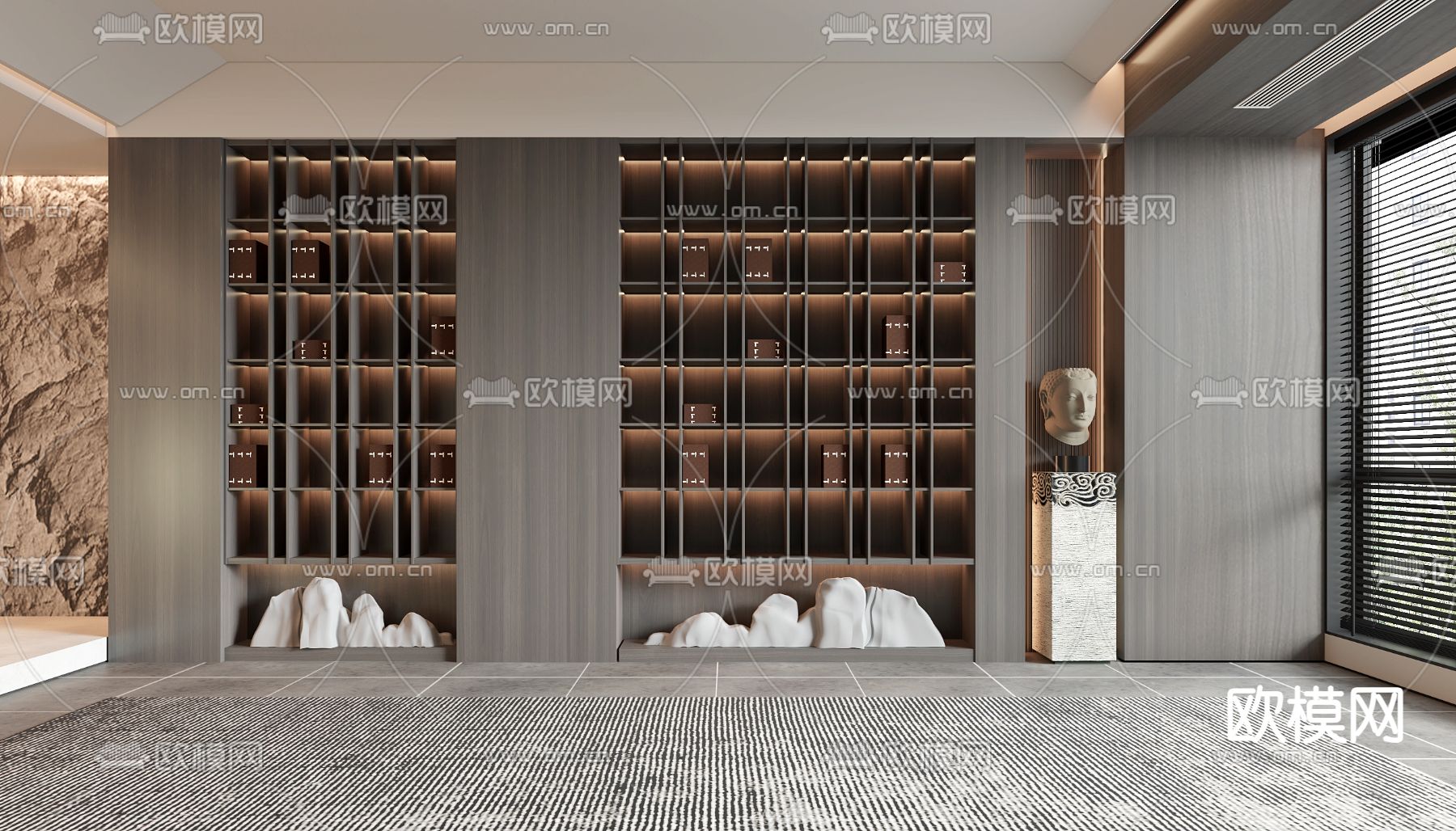 新中式茶柜 实木茶柜 装饰柜3d模型下载