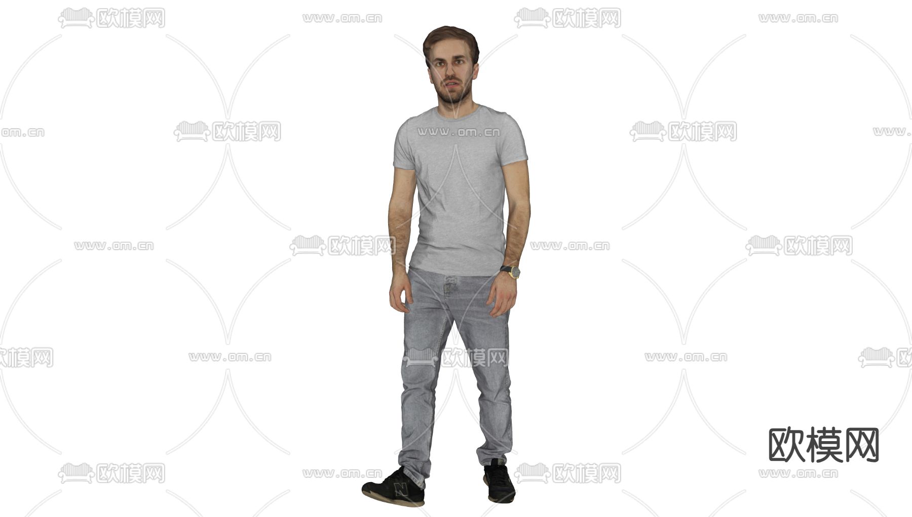休闲男士 站姿男士3d模型下载（渲染图2）