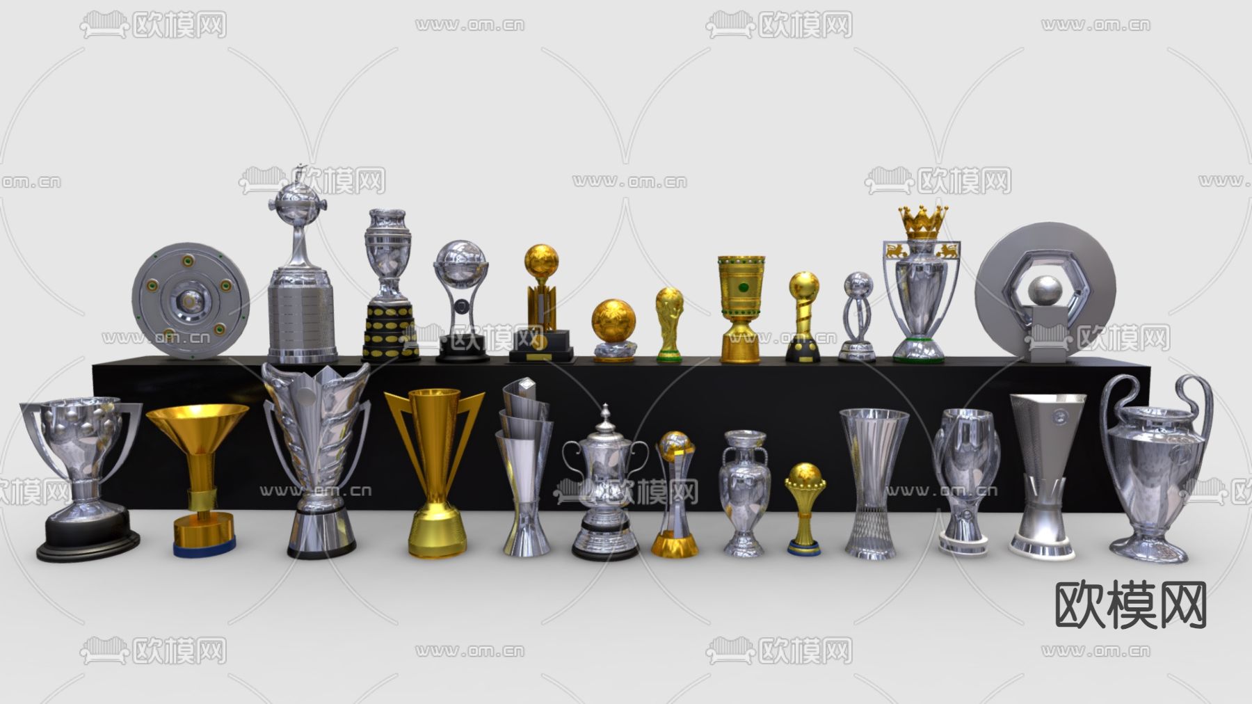 现代奖牌 奖杯su模型下载（渲染图3）
