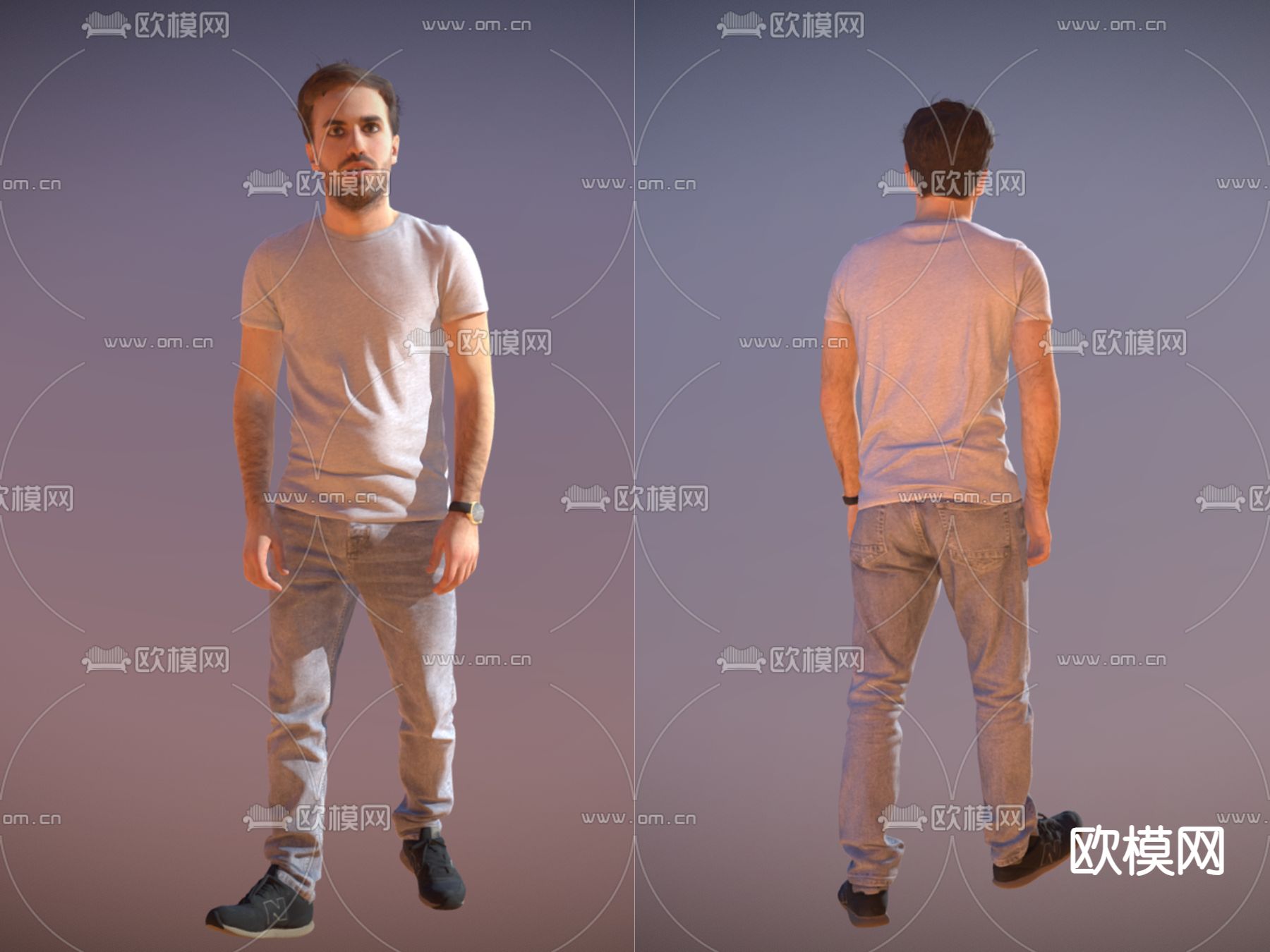 休闲男士 站姿男士3d模型下载（渲染图1）