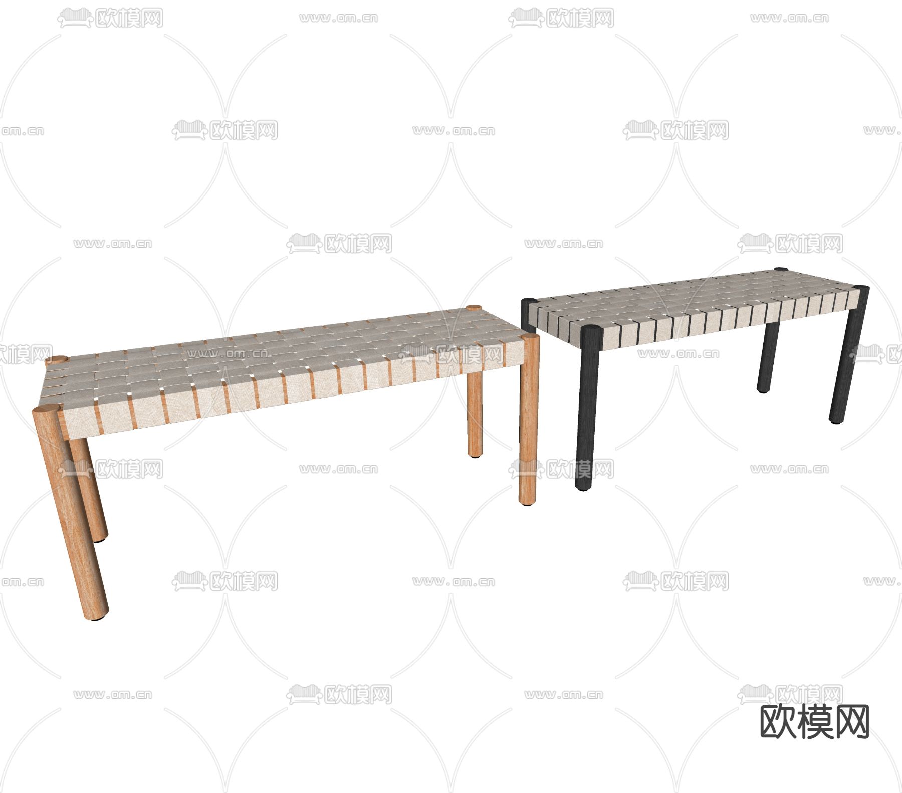 侘寂风长凳su模型下载（渲染图1）
