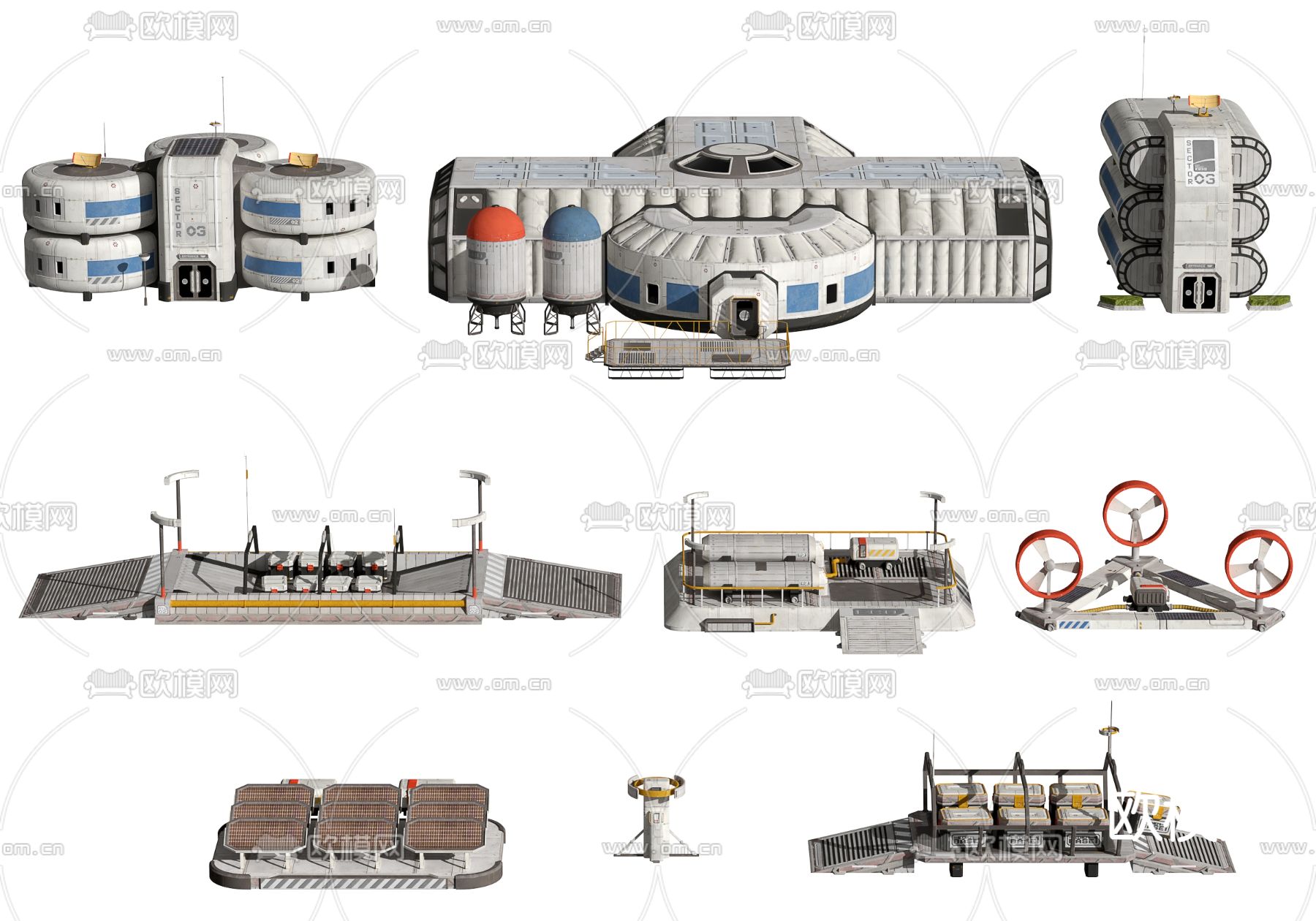 科幻基地 太空基地3d模型下载