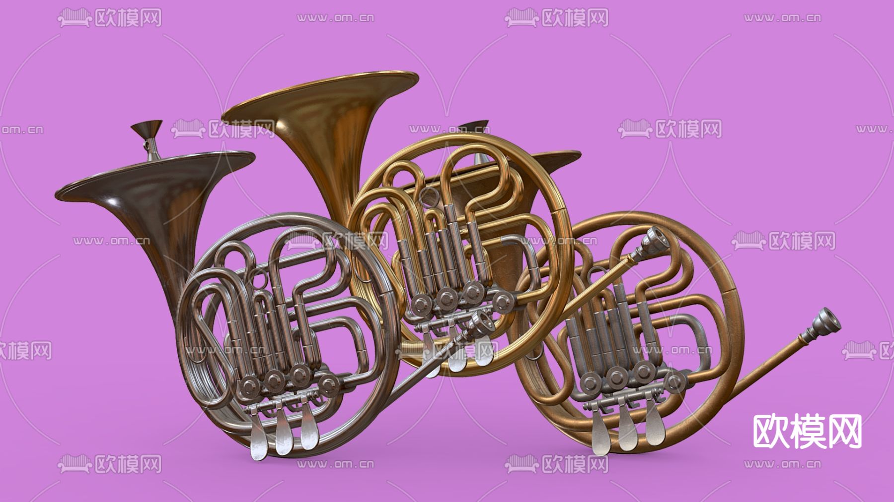 萨克斯 短笛 西洋乐器su模型下载（渲染图2）