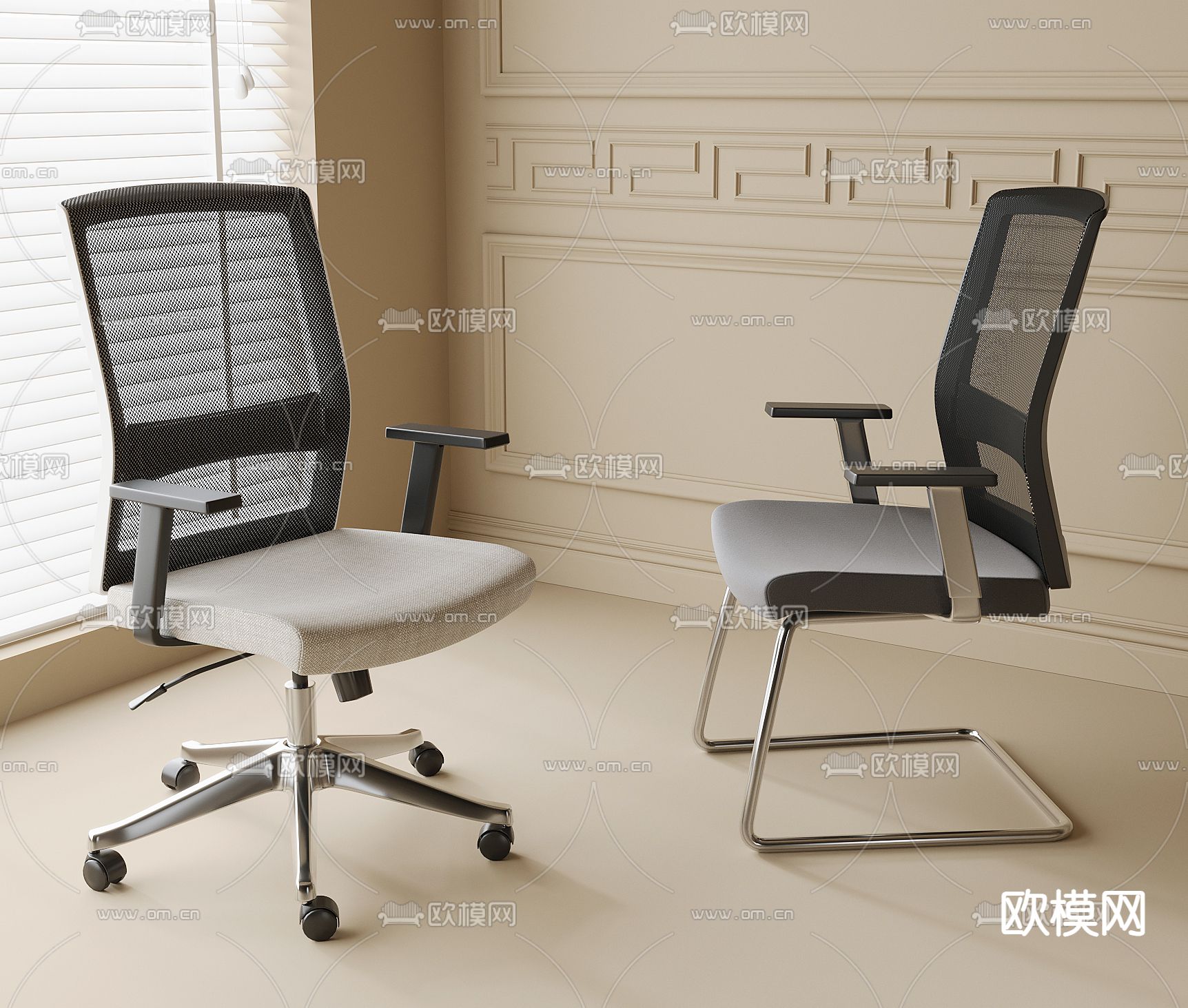 现代旋转办公椅3d模型下载