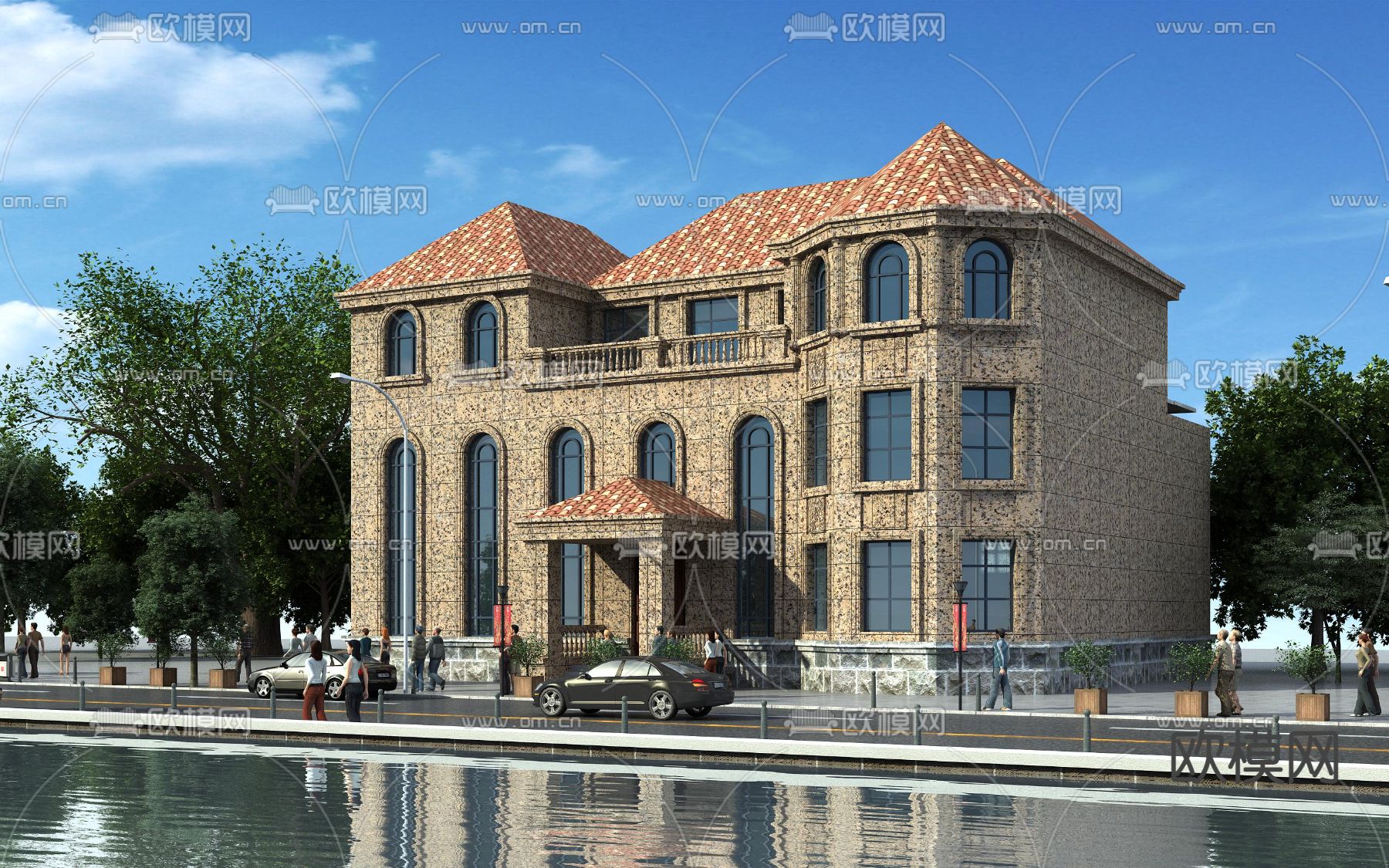 简欧别墅 独栋别墅3d模型下载