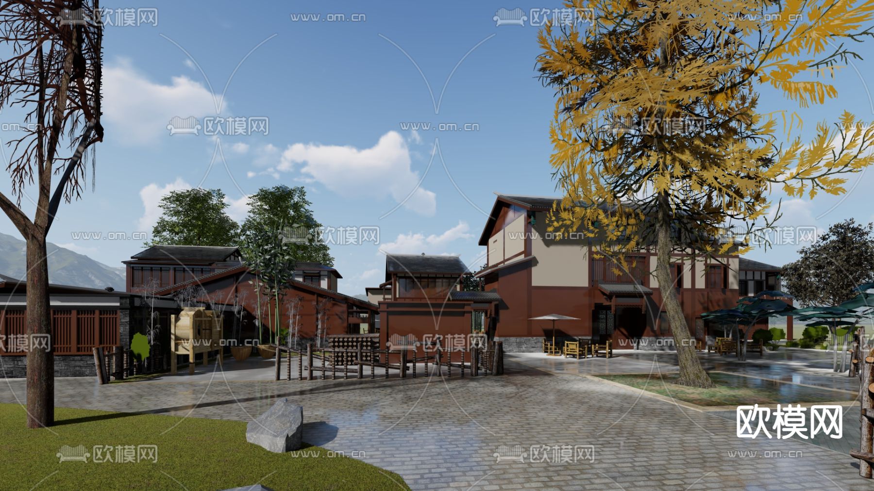 现代民宿建筑su模型下载（渲染图3）