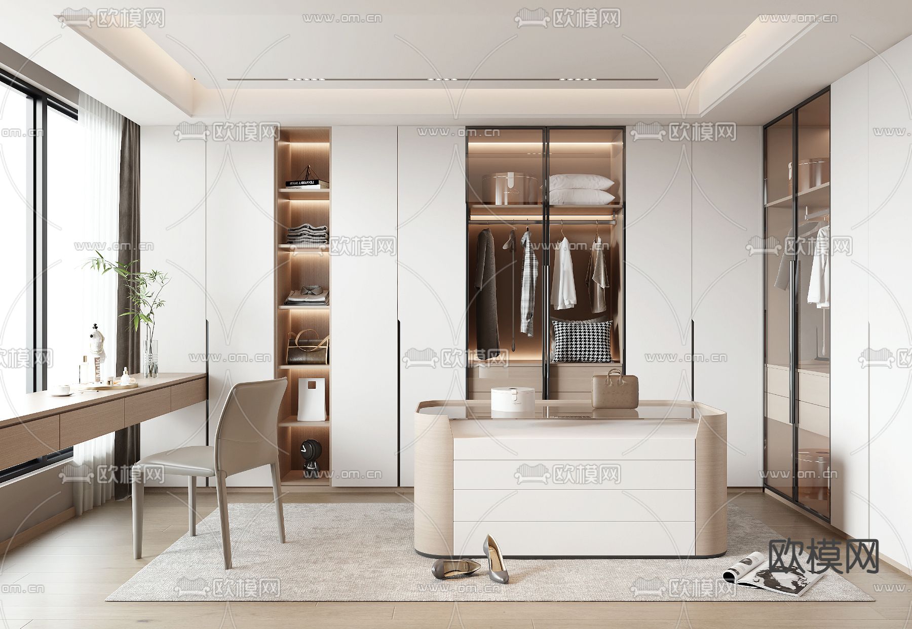 奶油衣帽间3d模型下载