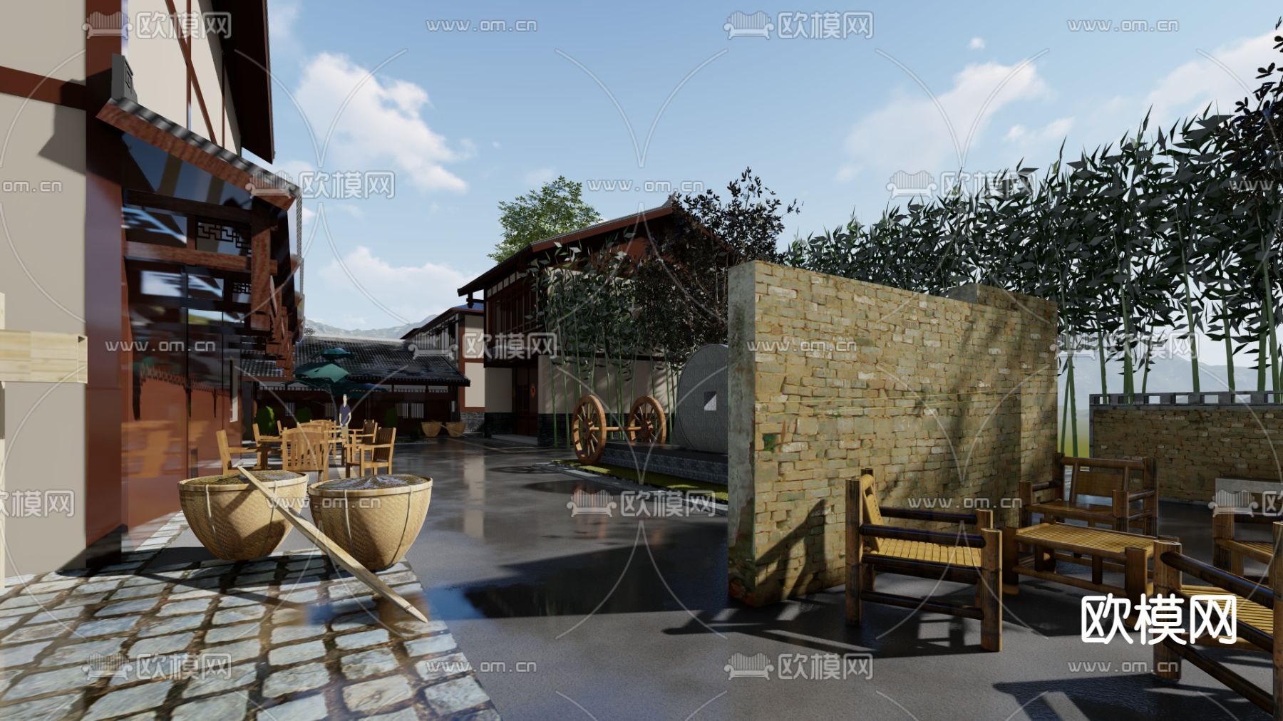 现代民宿建筑su模型下载（渲染图2）