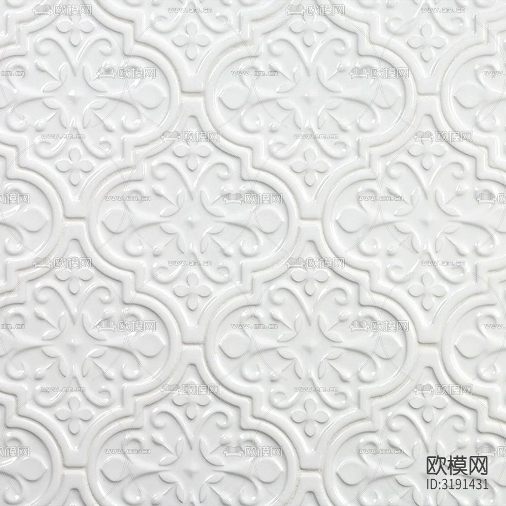 白色艺术灯笼马赛克厨卫 马赛克贴图下载（渲染图2）