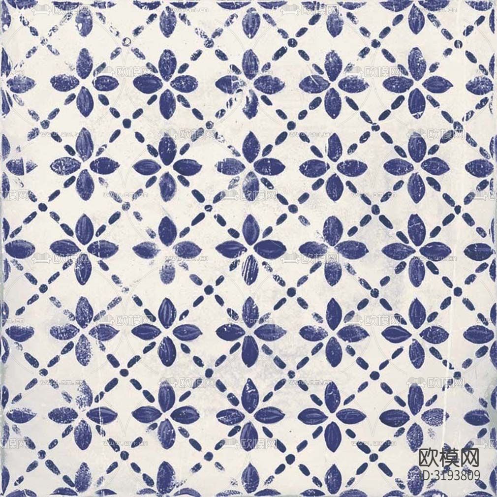 白色现代简约花砖贴图下载