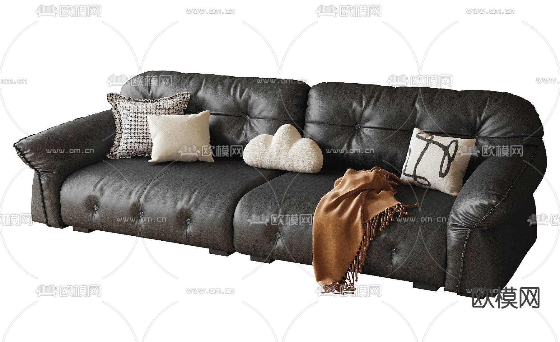 皮革多人沙发3d模型下载