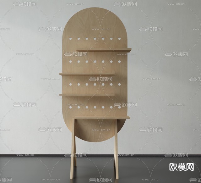 现代书架 洞洞板置物架3d模型下载