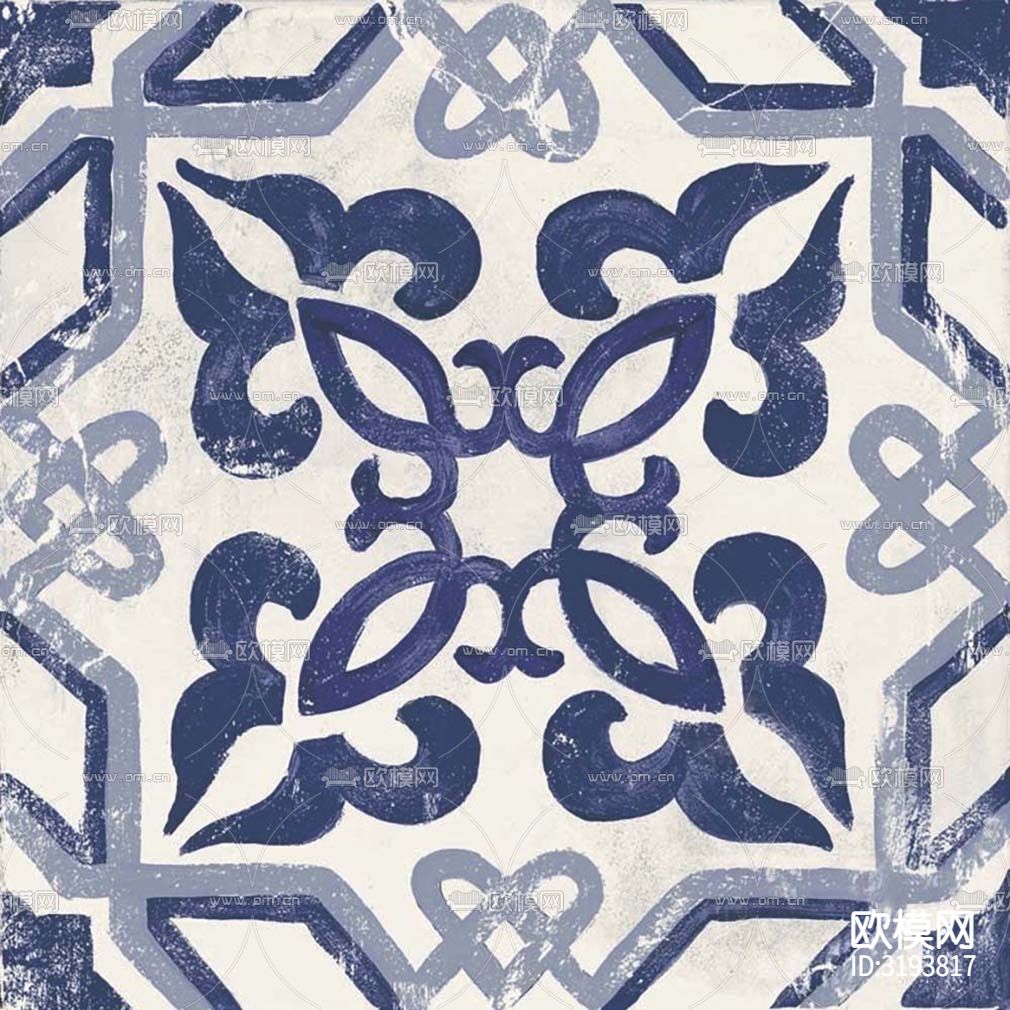 白色现代简约花砖贴图下载