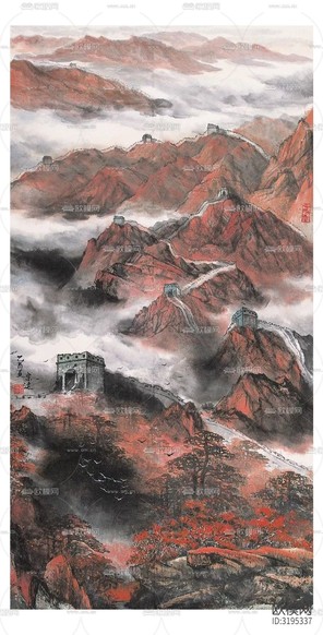 万里长城主题水墨画下载