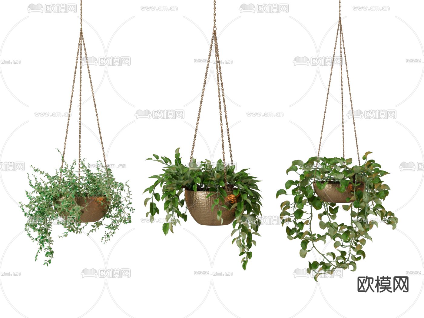 现代吊篮 悬挂盆栽 绿植3d模型下载