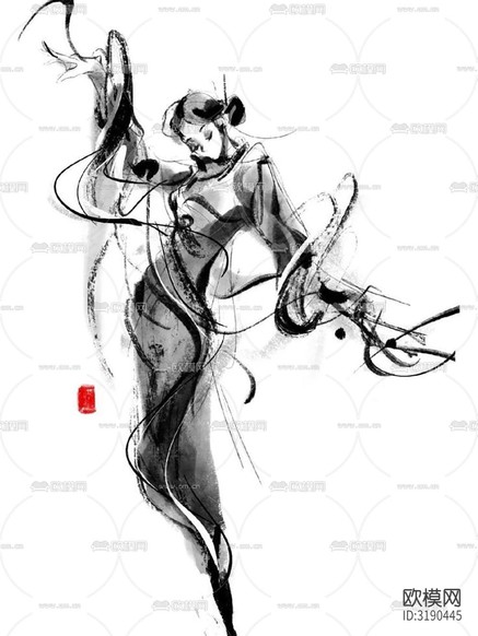 中式美女画 装饰画贴图下载
