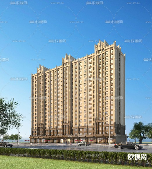 高层住宅外观 沿街商业3d模型下载