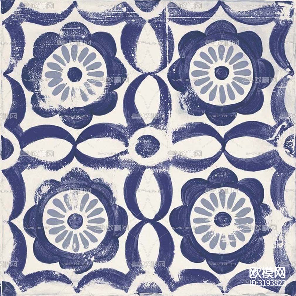 白色现代简约花砖 拼花地砖贴图下载
