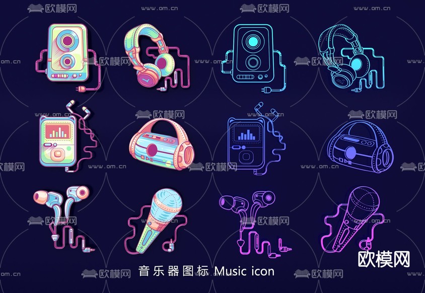 音乐图标 音乐logo 墙饰3d模型下载