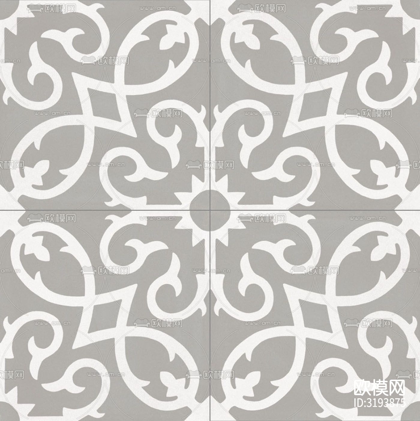 灰色现代简约花砖 拼花地砖贴图下载