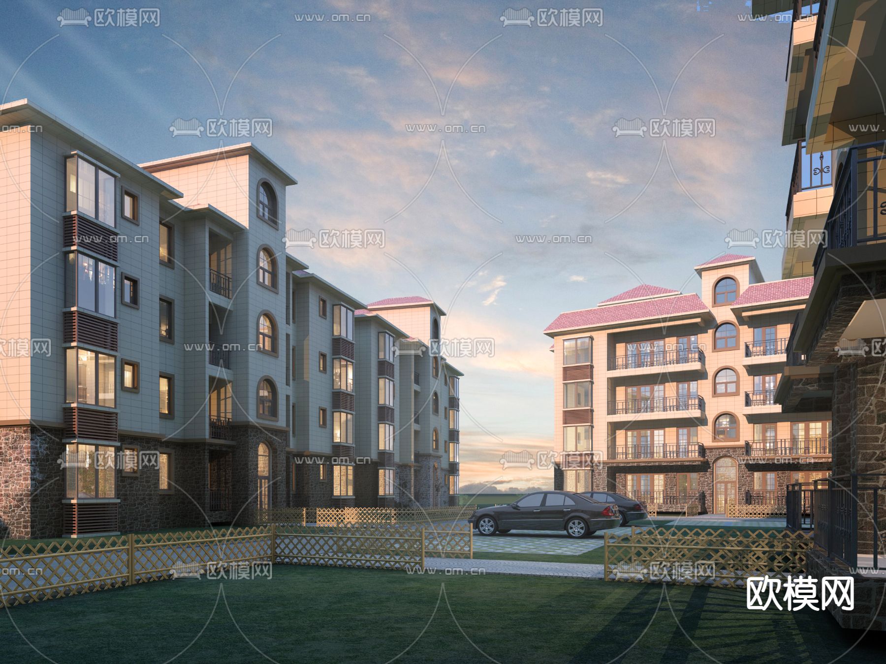 欧式住宅外观3d模型下载