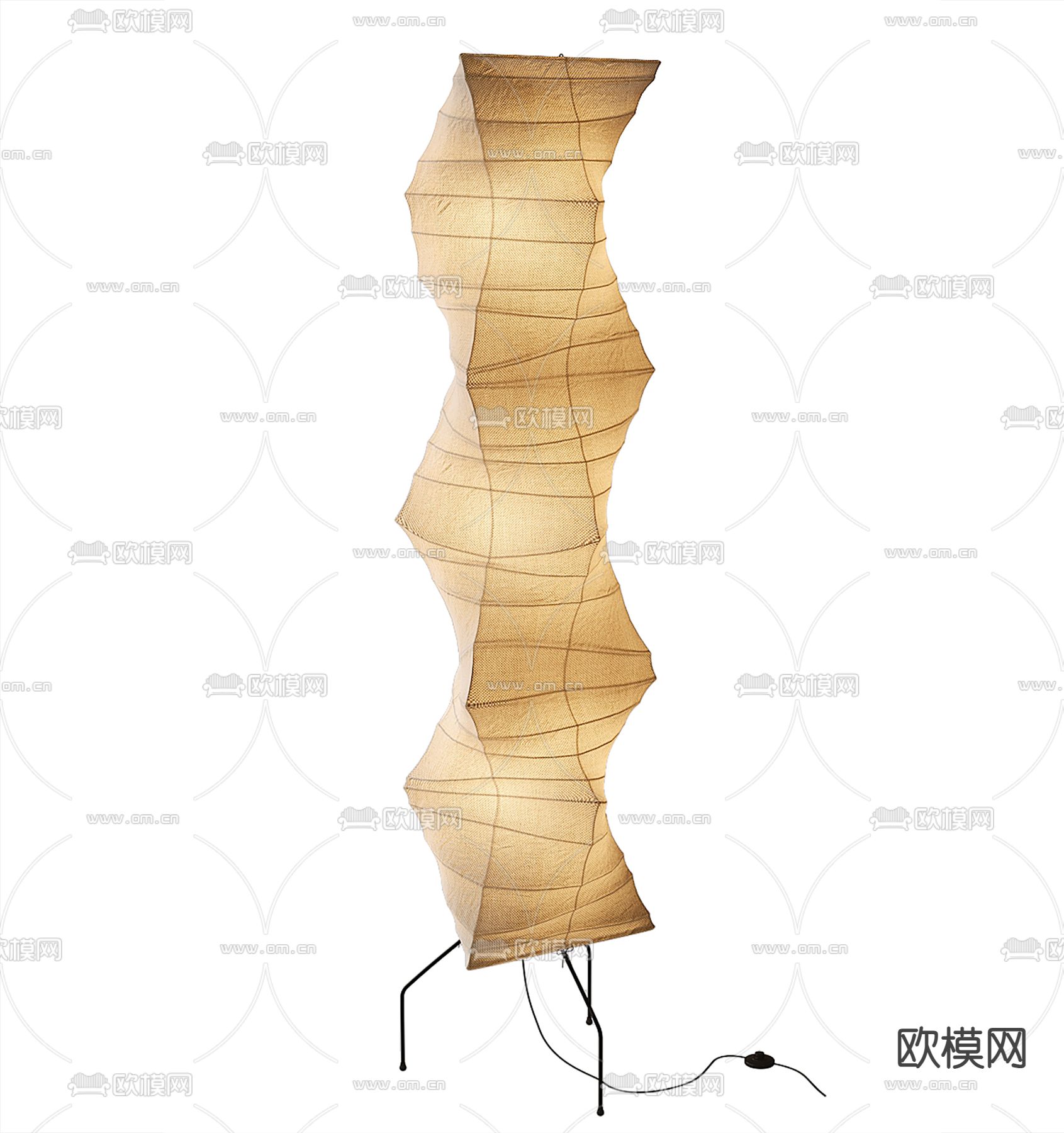 侘寂落地灯 纸扎落地灯3d模型下载