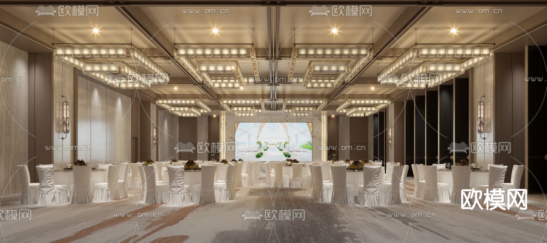 酒店宴会厅3d模型下载
