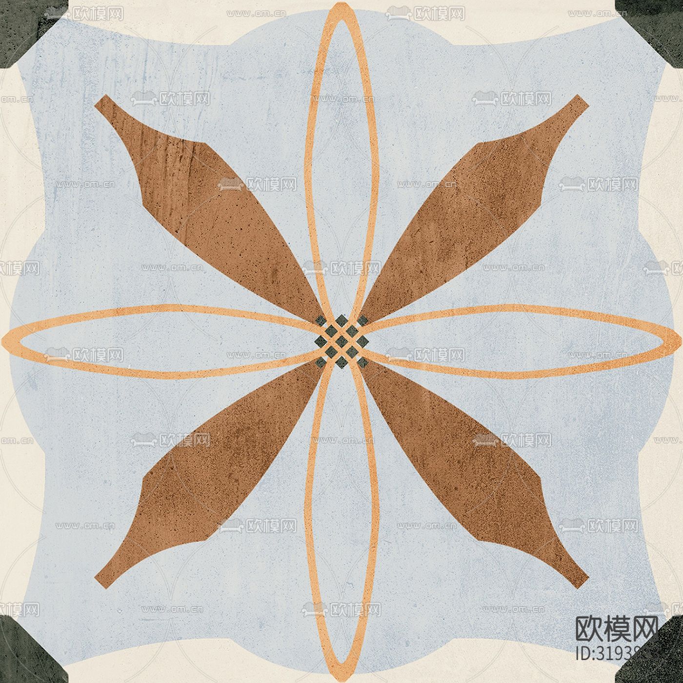 灰色现代花砖 拼花地砖贴图下载（渲染图2）