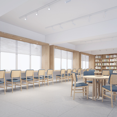  图书馆 阅读室su模型 