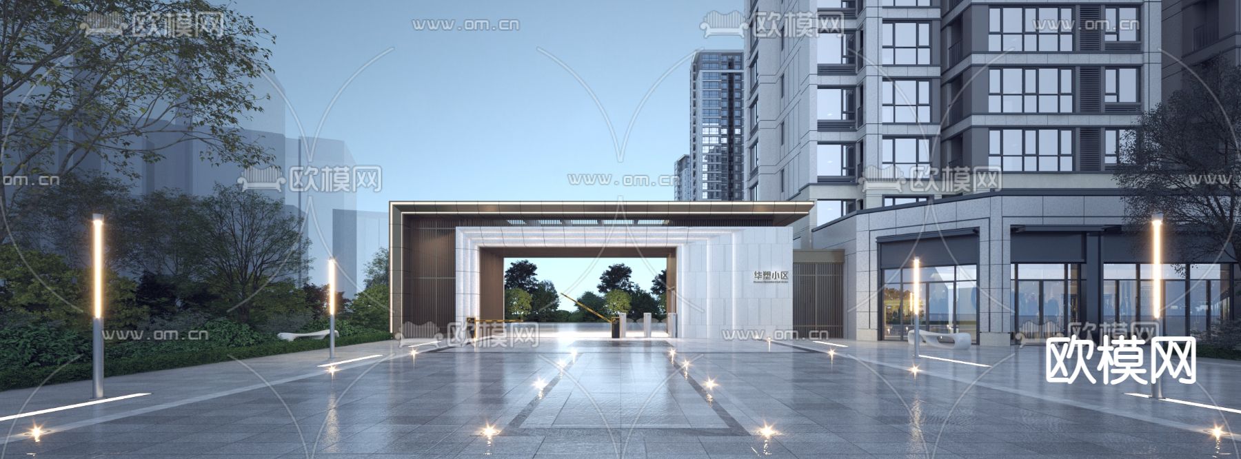 小区大门 门头3d模型下载