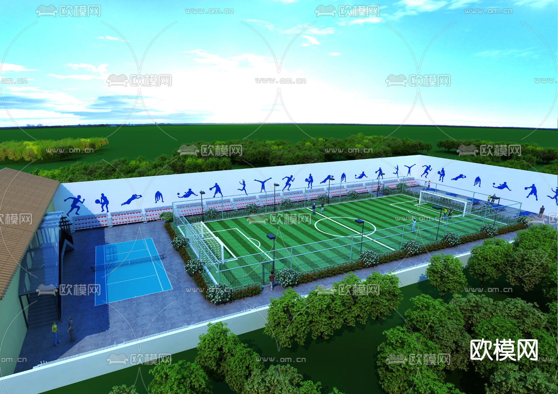 足球场 乒乓球场3d模型下载（渲染图2）